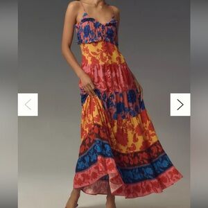 Farm Rio x Anthropologie Button-Front Tiered Maxi Dress NWT